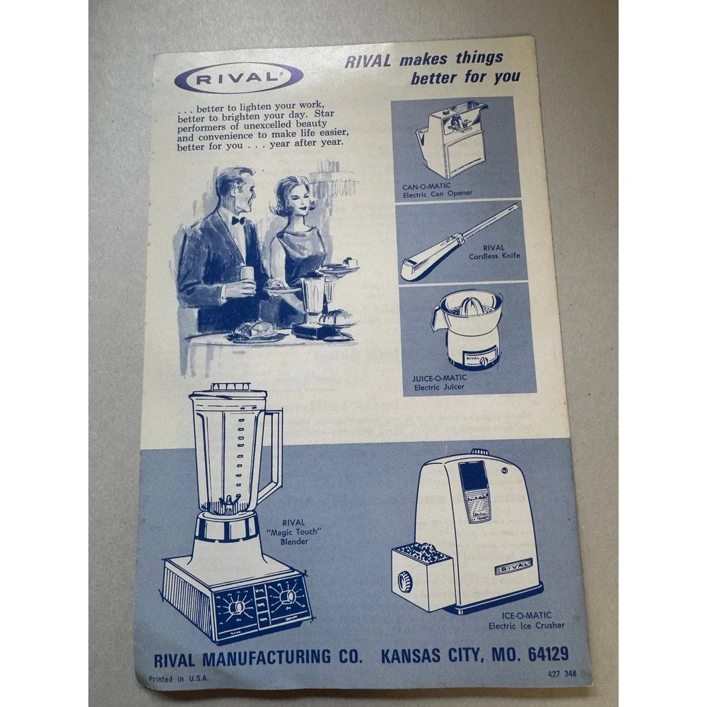 Vintage Rival Saladeer Model 670 Salad Maker Instruction Manual & Recipe Booklet